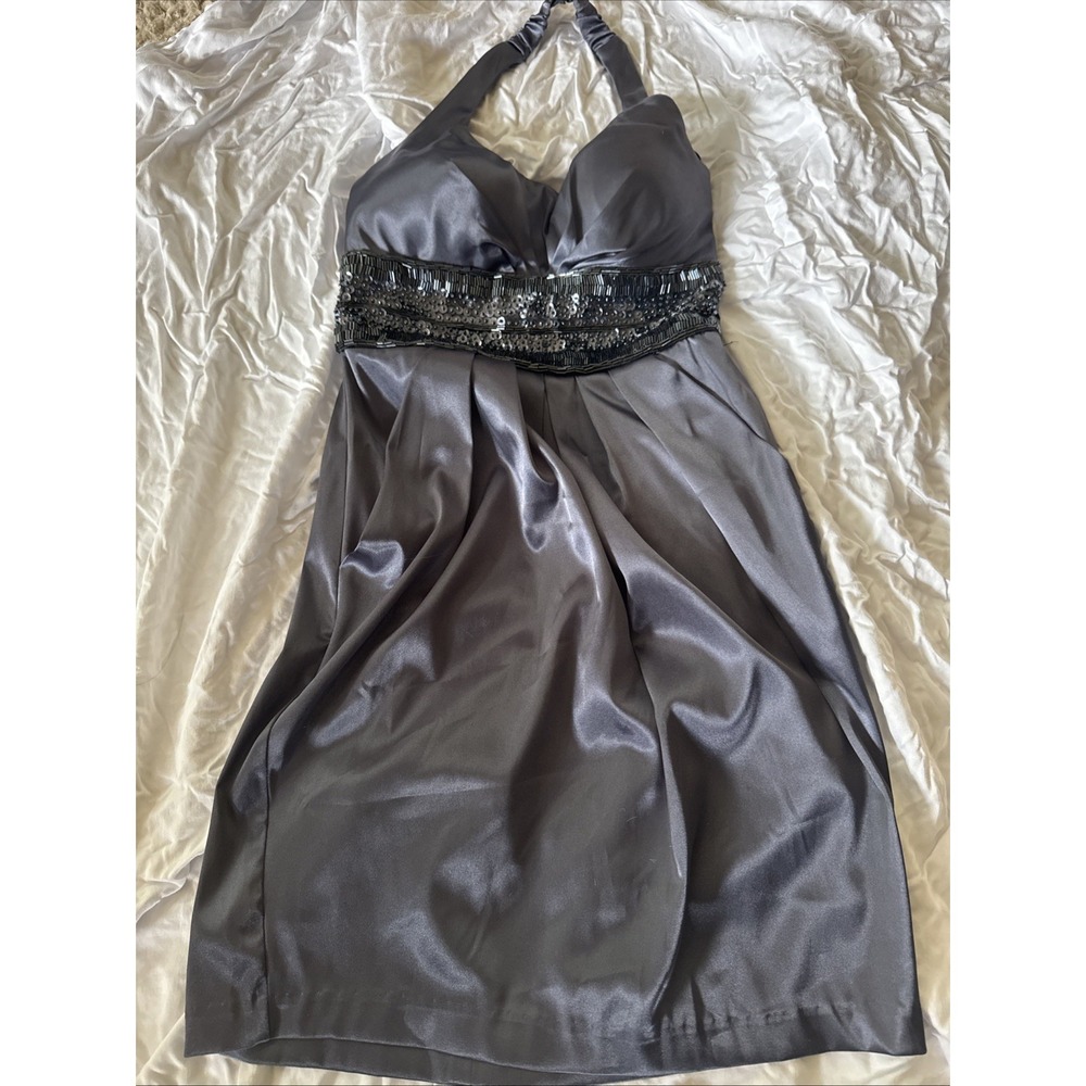 B Darlin Shirt Gray Shiny‎ Beaded Dress Women's Size 3-4